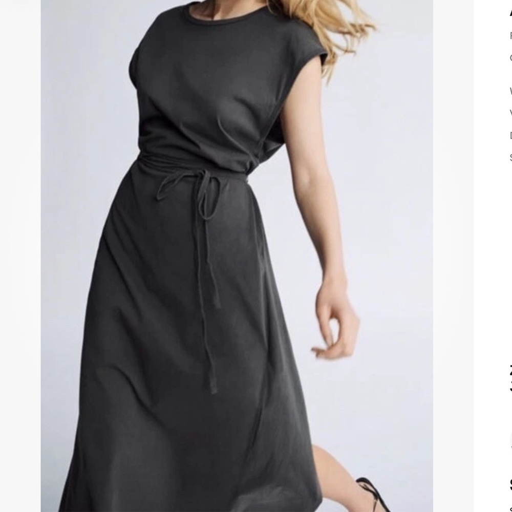 ZARA Women’s Cap Sleeve Crew Neck Wrap Back Jersey Dress-Size M- Charcoal- NWT